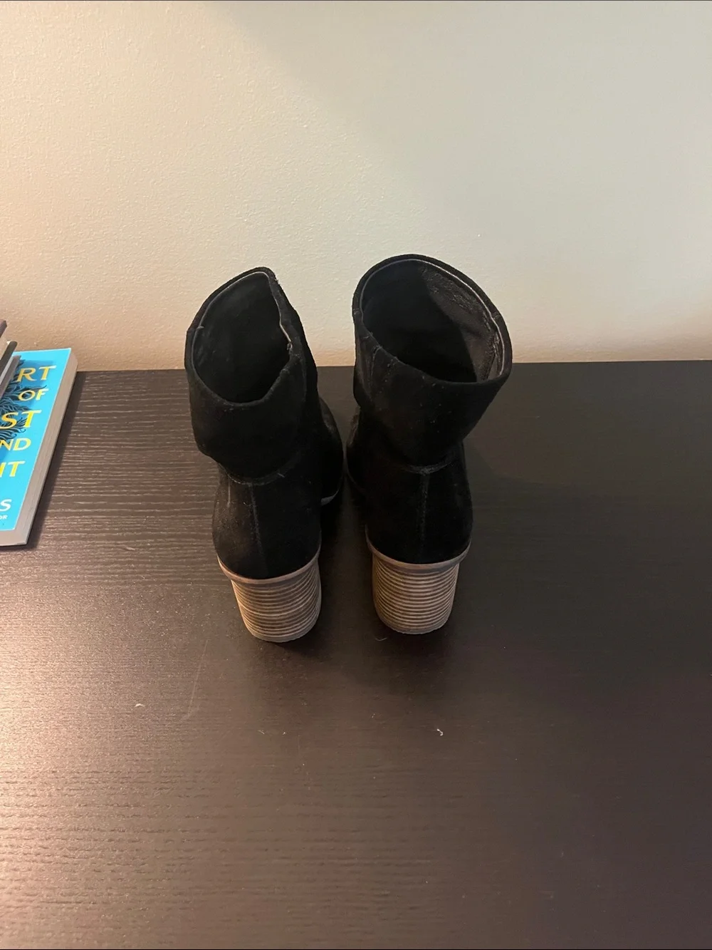 Lucky Brand Black Suede Slouch Ankle Booties